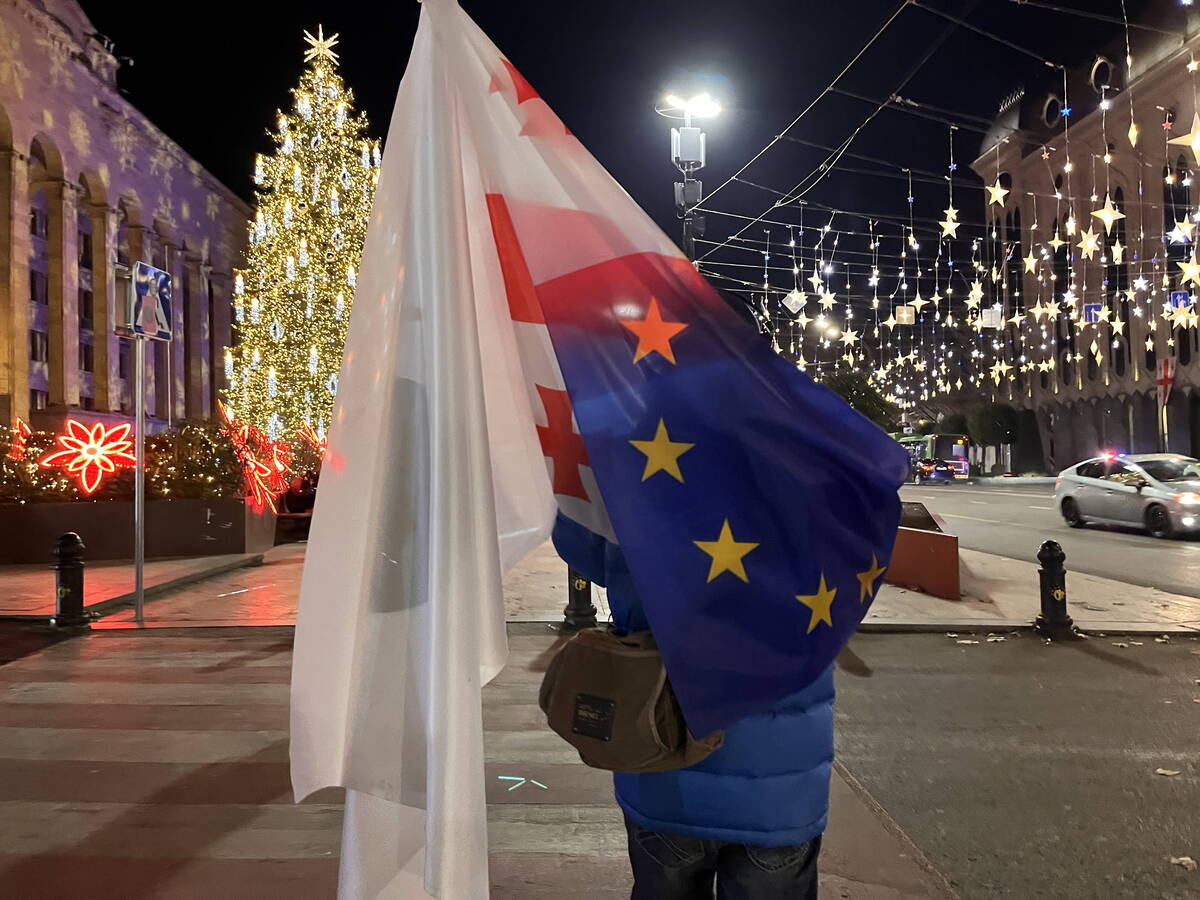 Протестующий у парламента Грузии. Фото "Кавказского Узла".