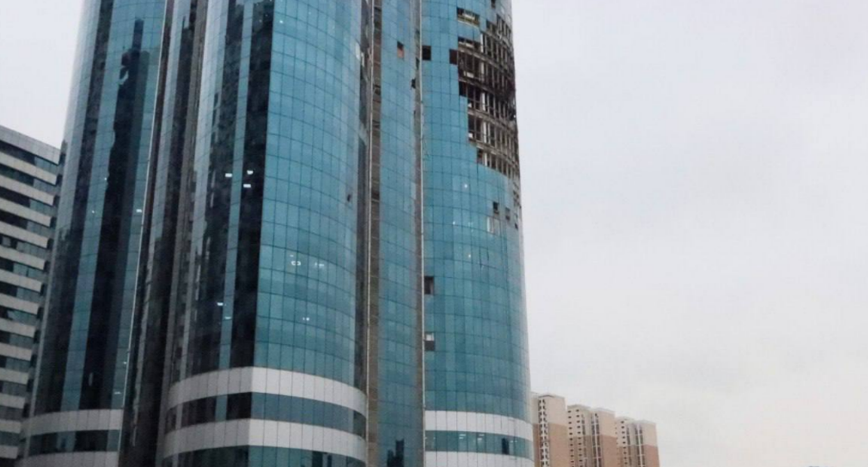 Комплекс "Грозный-Сити" после атаки БПЛА. Скриншот фото "Чечня сегодня" от 5.12.25, https://t.me/chechnyatoday/37676?single