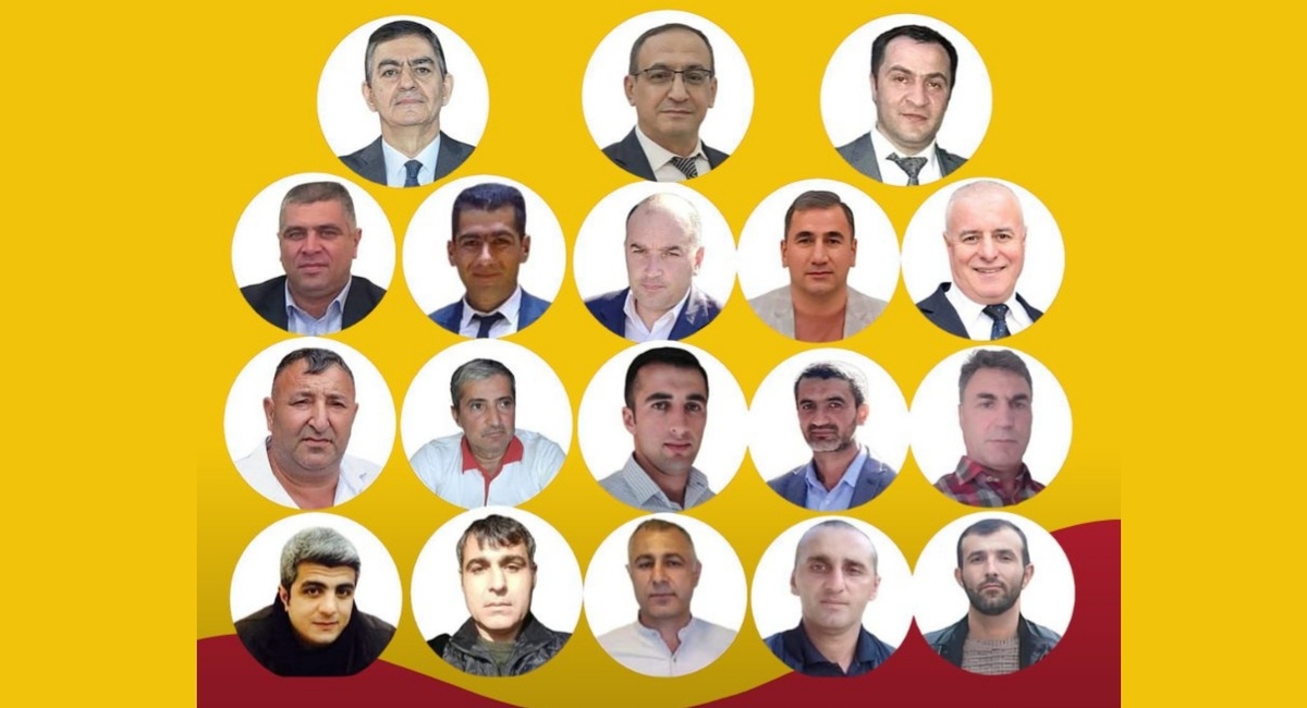 18 членов партии Народного фронта Азербайджана, находящихся под арестом по уголовным делам по состоянию на 23 декабря 2025 года. Коллаж со страницы пресс-секретаря ПНФА Натига Адилова в Facebook https://www.facebook.com/photo/?fbid=10238991559063149&set=a.1144810856170 (деятельность компании Meta, которая владеет Facebook, запрещена в России)