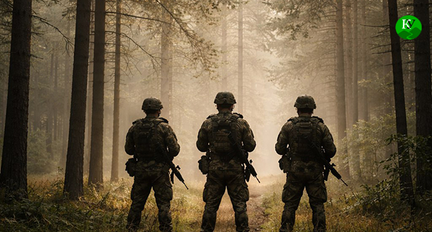 Военнослужащие. Иллюстрация "Кавказского узла" созданная ИИ при помощи программы Copilot