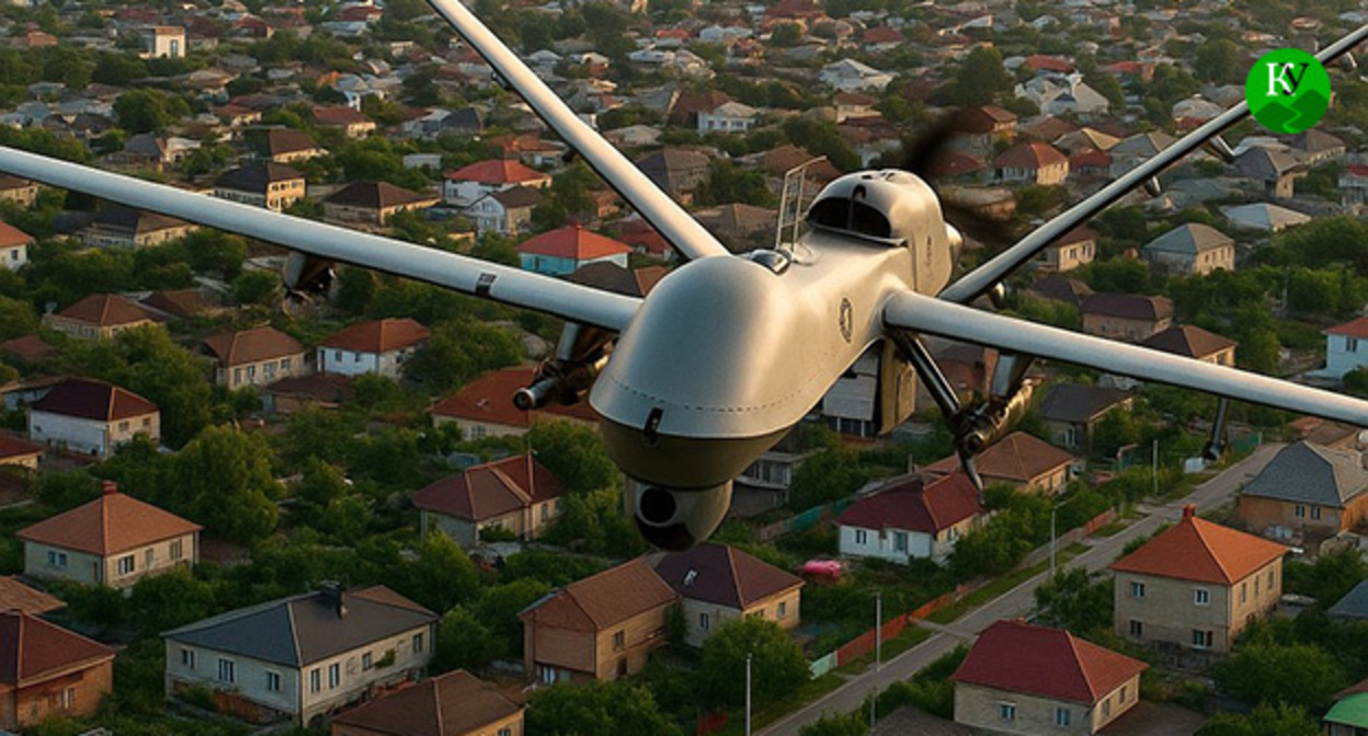 Беспилотник. Иллюстрация "Кавказского узла" создана с помощью ИИ в программе Copilot