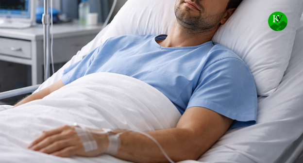 Мужчина в больнице. Иллюстрация создана "Кавказским узлом" при помощи ИИ в программе Copilot