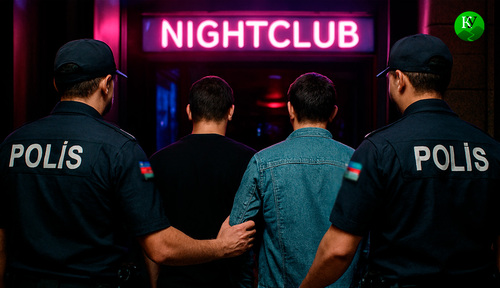 Полицейские выводят посетителей клуба. Иллюстрация создана «Кавказским узлом» с помощью ИИ в программе Copilot