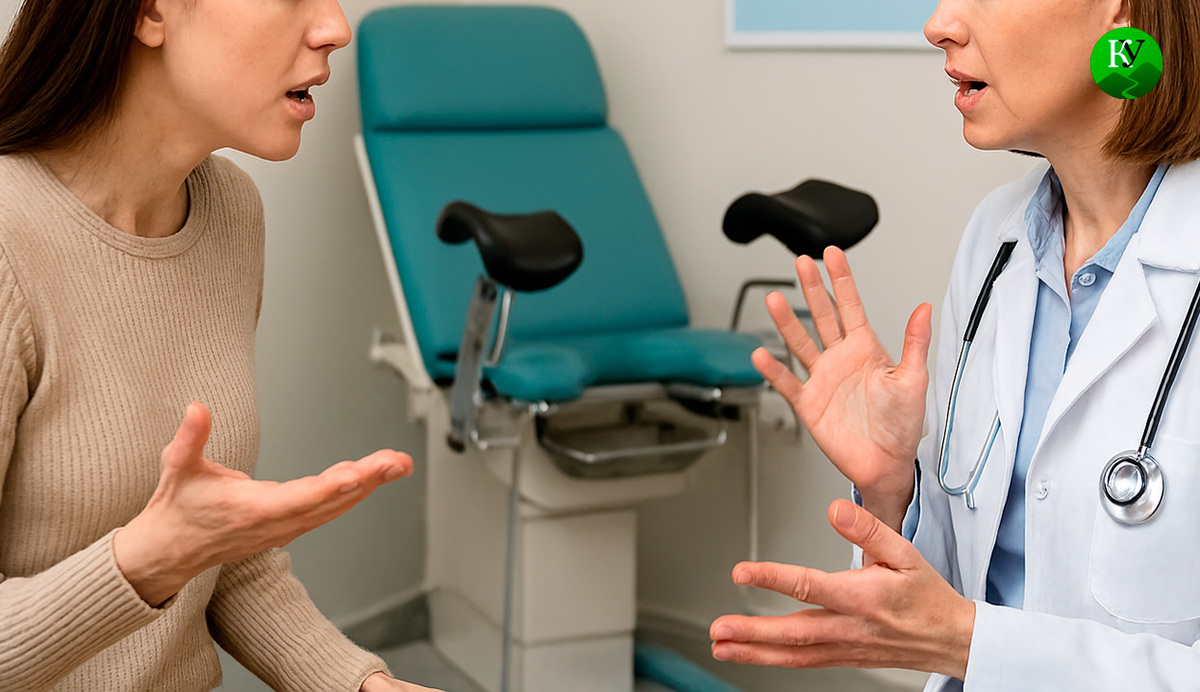 Спор с гинекологом. Иллюстрация создана «Кавказским узлом» с помощью ИИ в программе Copilot