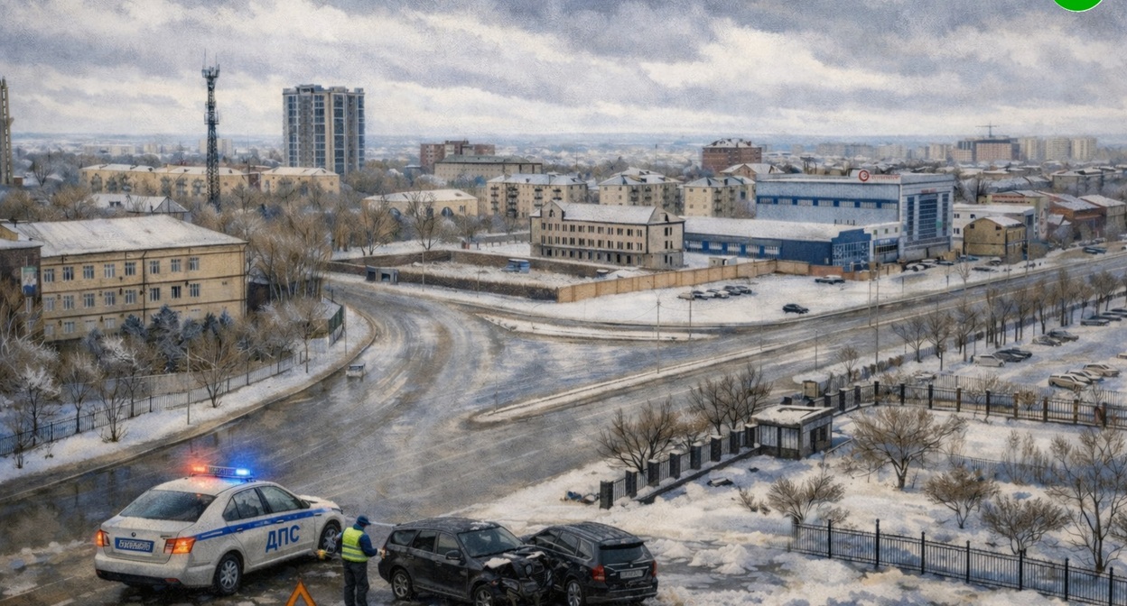 Транспортная развязка в Грозном, где предположительно произошло ДТП. Иллюстрация создана "Кавказским узлом" при помощи ИИ в программе Copilot