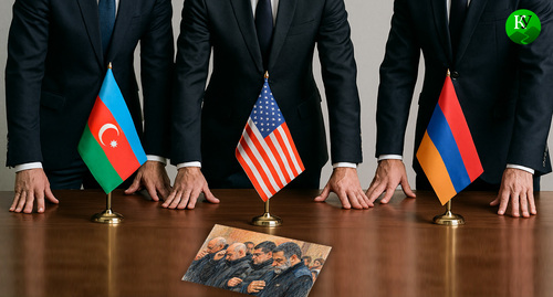 Переговоры по делу карабахских лидеров.Иллюстрация создана «Кавказским узлом» с помощью ИИ в программе Copilot