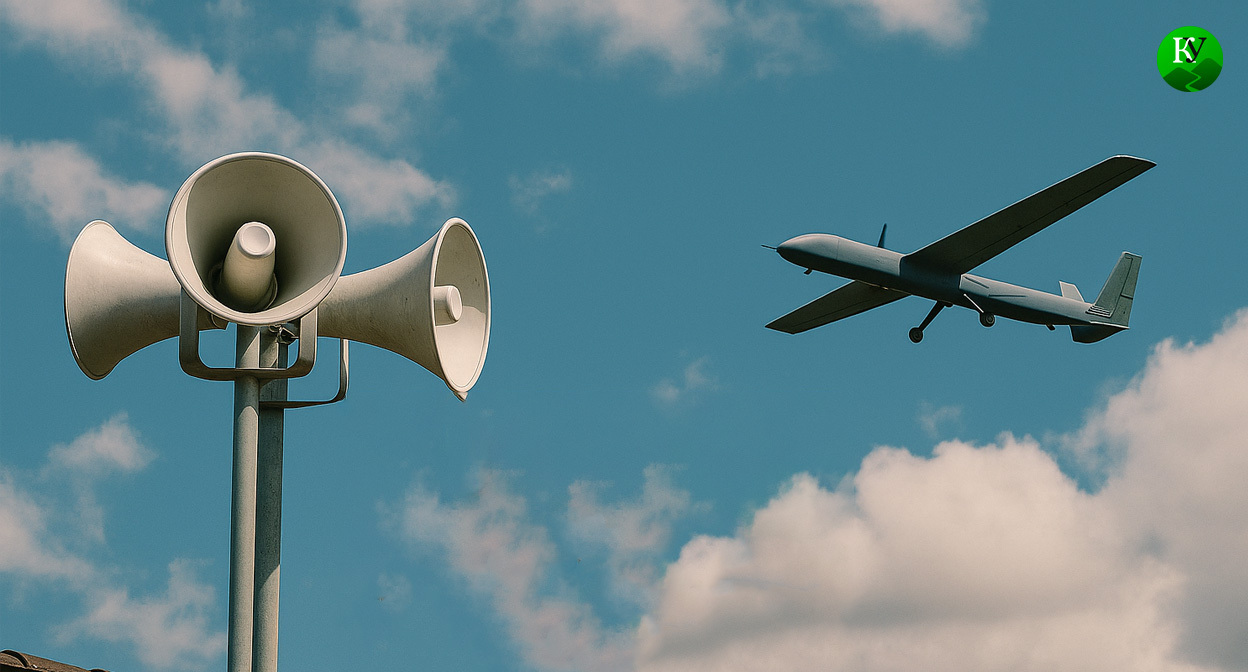 БПЛА в полете. Иллюстрация создана «Кавказским узлом» с помощью ИИ в программе Copilot