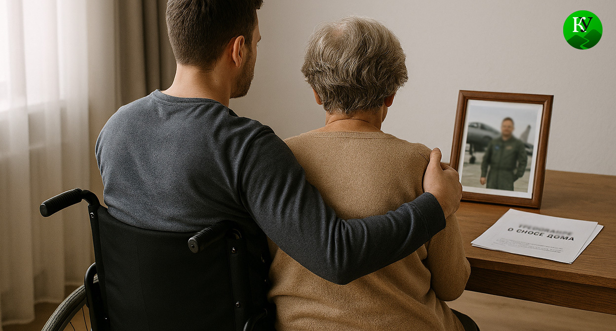 Вдова и сын ветерана боевых действий. Иллюстрация создана «Кавказским узлом» с помощью ИИ в программе Copilot