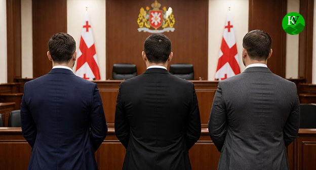 Мужчины в зале суда. Иллюстрация создана "Кавказским узлом" при помощи ИИ в программе Copilot