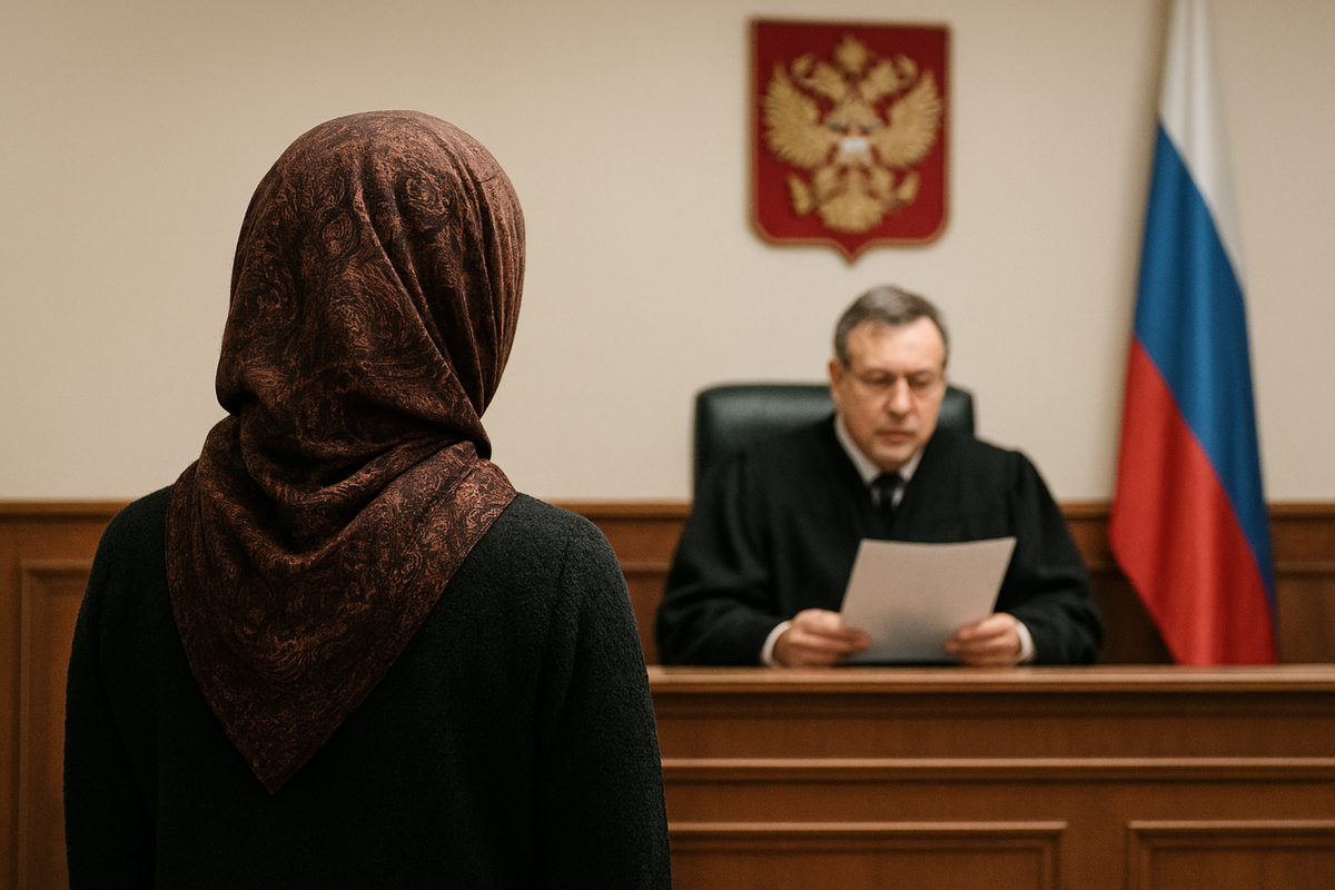 Женщина в суде. Иллюстрация создана «Кавказским узлом» с помощью ИИ в программе Copilot