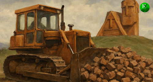 Снос исторических памятников. Иллюстрация создана «Кавказским узлом» с помощью ИИ в программе Copilot