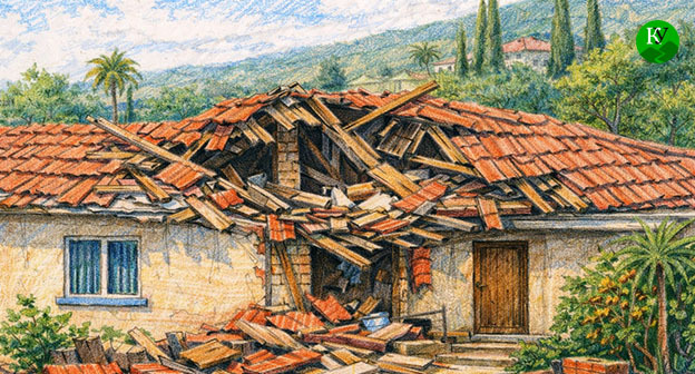 Разрушенный дом. Иллюстрация создана "Кавказским узлом" при помощи ИИ в программе Copilot