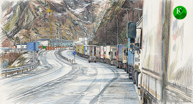 Военно-Грузинская дорога. Иллюстрация создана "Кавказским узлом" при помощи ИИ в программе Copilot