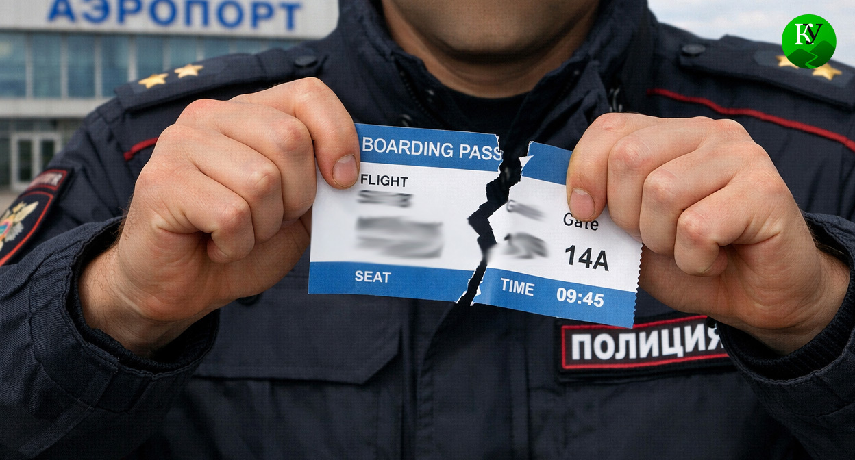 Силовик рвет билет. Иллюстрация создана «Кавказским узлом» с помощью ИИ в программе Copilot