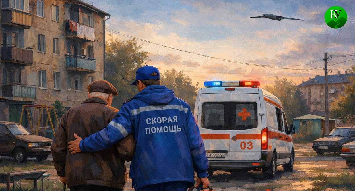 Пострадавший и медик. Иллюстрация создана «Кавказским узлом» с помощью ИИ в программе Copilot