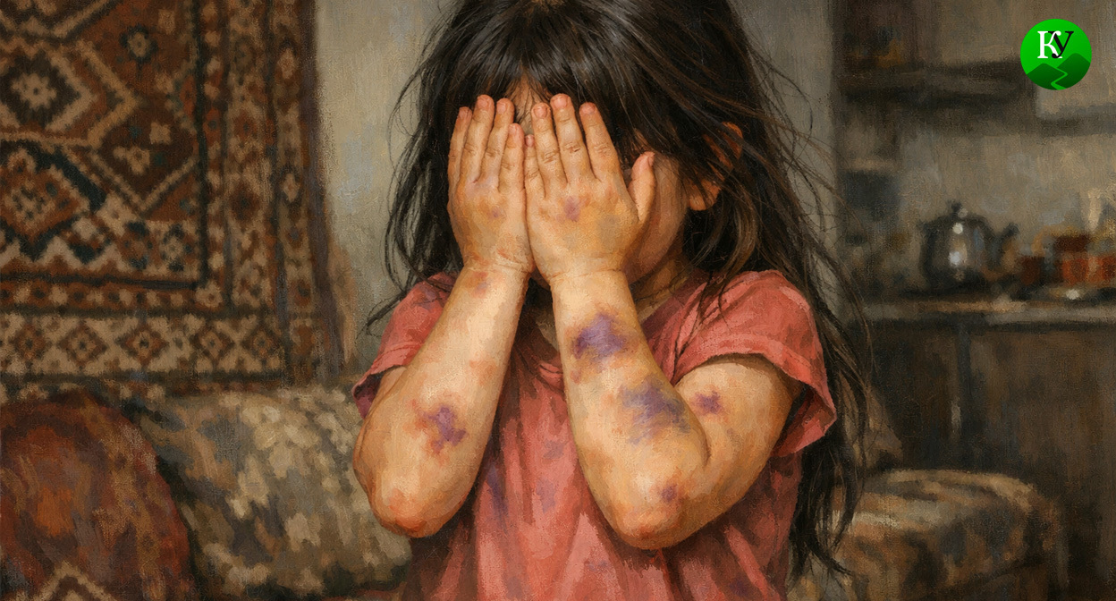 Девочка с синяками. Иллюстрация создана «Кавказским узлом» с помощью ИИ в программе Copilot