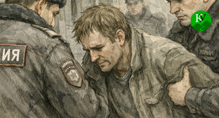 Сотрудники полиции задерживают мужчину. Иллюстрация создана "Кавказским узлом" при помощи ИИ в программе Copilot