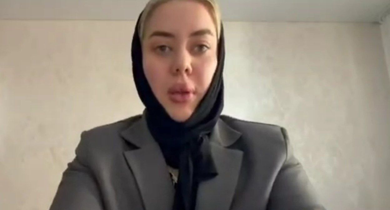 Кадр видеообращения Белкисы к Александру Бастрыкину https://t.me/bloodysx/54358