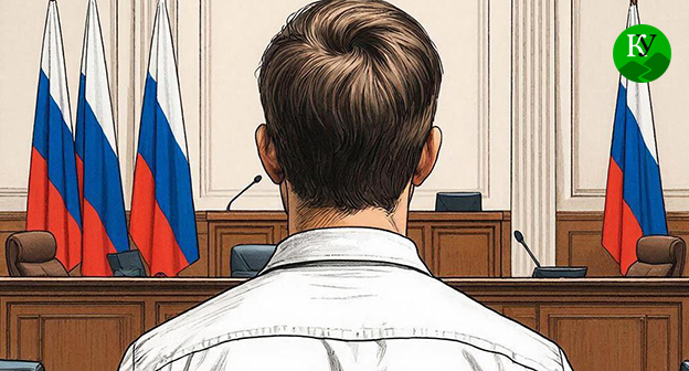 Мужчина в зале суда. Иллюстрация создана "Кавказским узлом" при помощи ИИ в программе Copilot