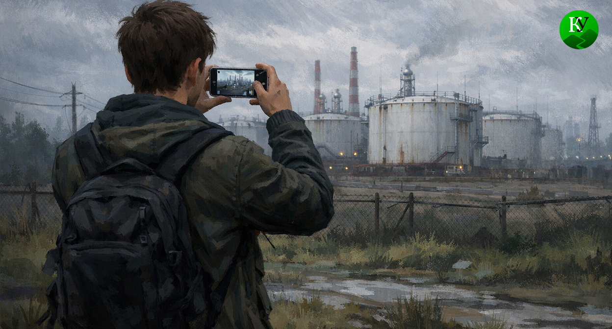 Мужчина делает фото. Иллюстрация создана «Кавказским узлом» с помощью ИИ в программе Copilot