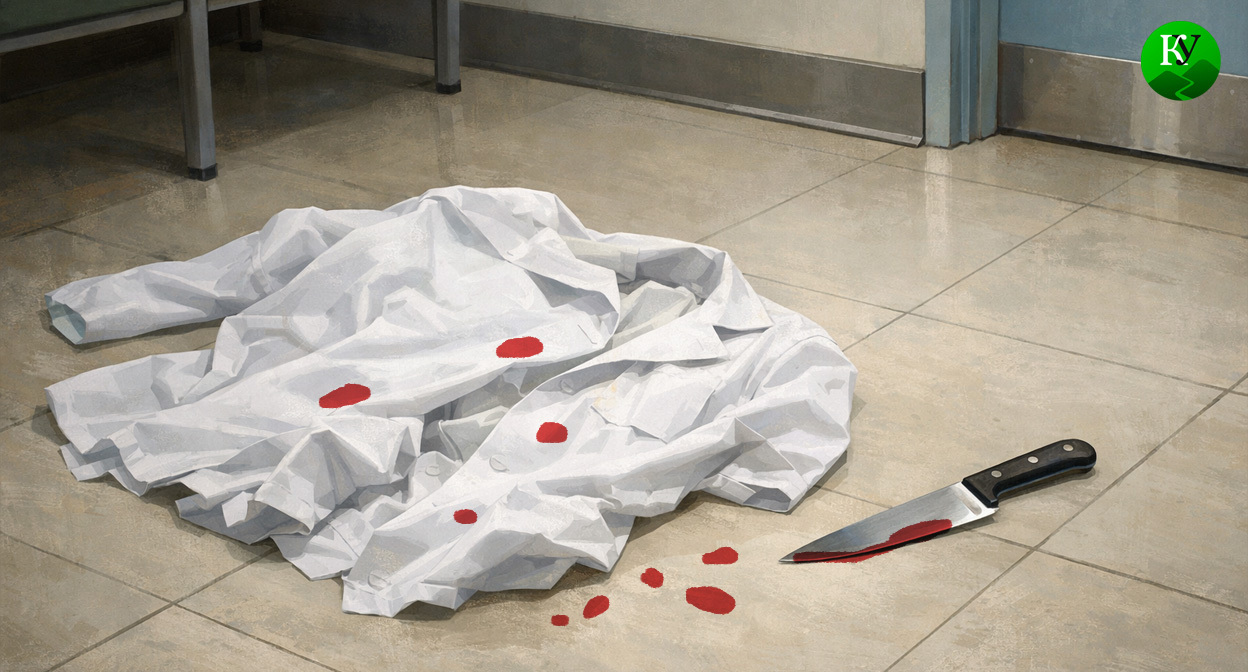 Халат врача и нож. Иллюстрация создана «Кавказским узлом» с помощью ИИ в программе Copilot