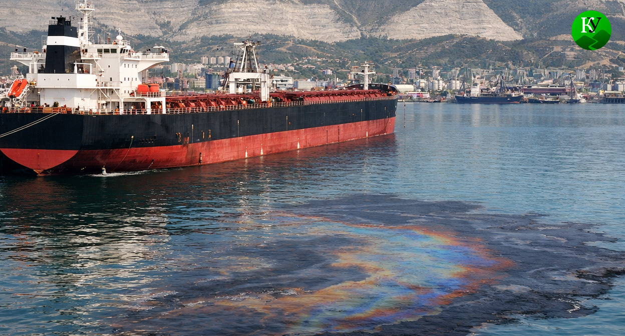 Танкер и разлив нефти. Иллюстрация создана «Кавказским узлом» с помощью ИИ в программе Copilot