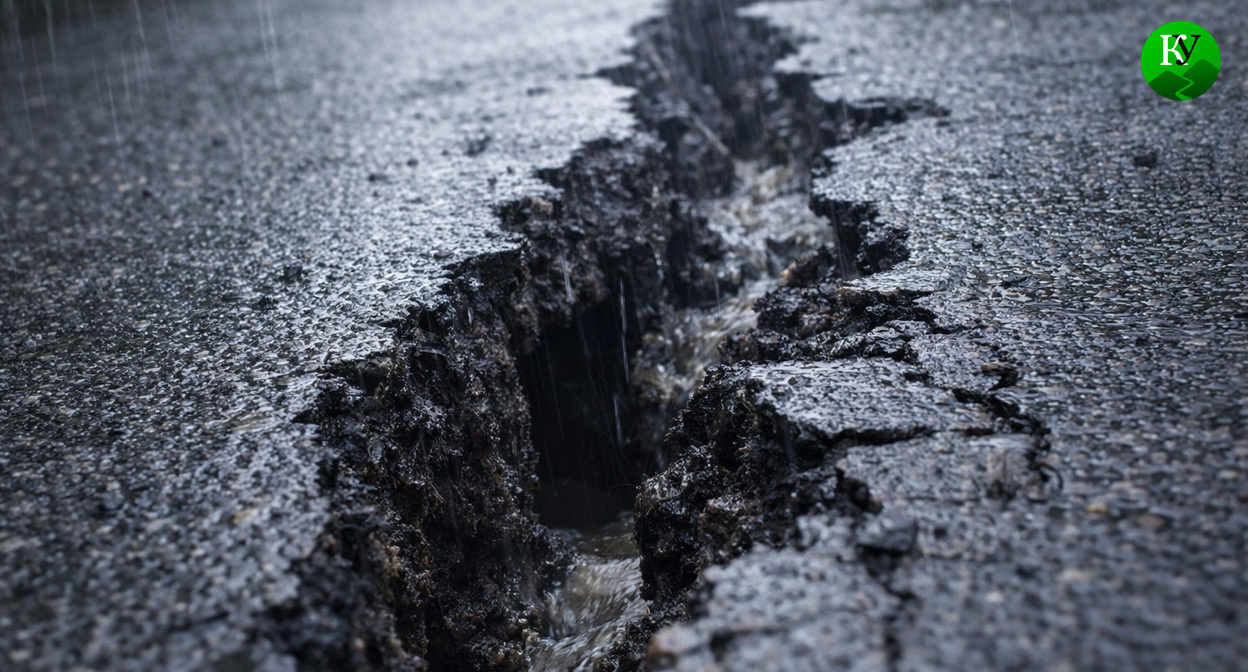 Трещина на асфальте. Иллюстрация создана «Кавказским узлом» с помощью ИИ в программе Copilot