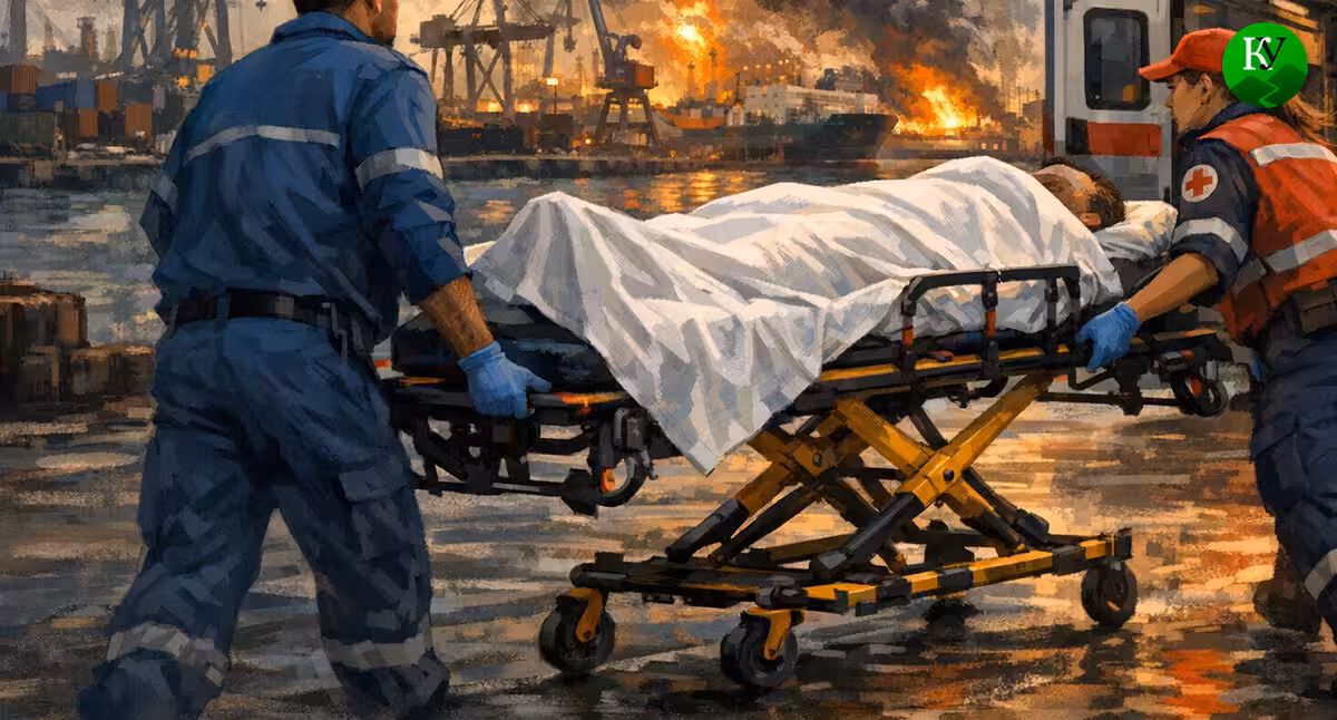 Скорая и пострадавший при атаке БПЛА. Иллюстрация создана «Кавказским узлом» с помощью ИИ в программе Copilot