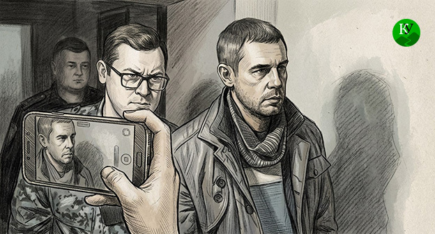 Виталий Кошелев (справа). Иллюстрация создана "Кавказским узлом" при помощи ИИ в программе Copilot