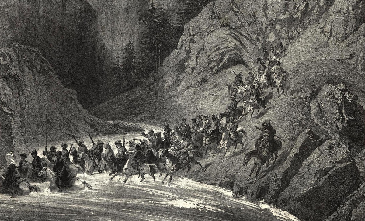 Фрагмент литографии "Черкесы у Черного моря”, Г.Г. Гагарин, 1847. The New York Public Library Digital Collections / digitalcollections.nypl.org
