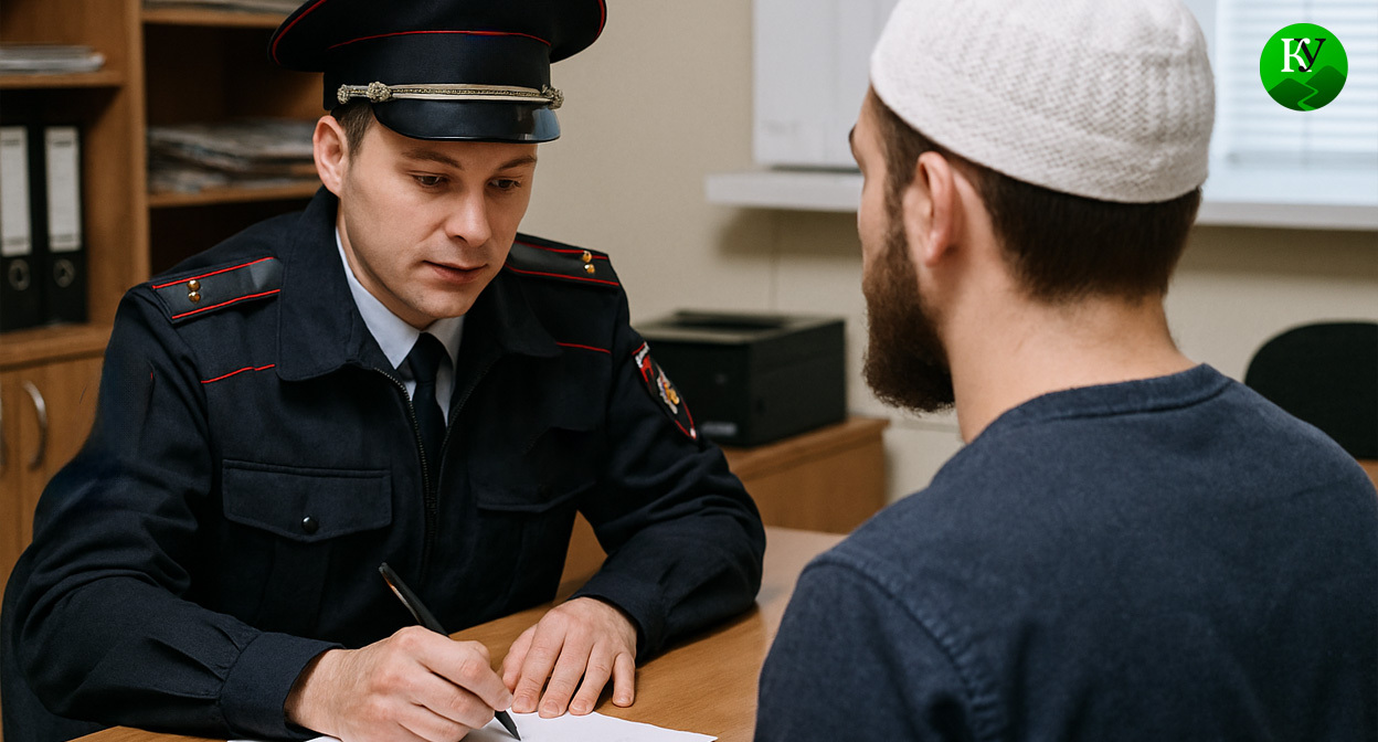 Силовик и задержанный. Иллюстрация создана «Кавказским узлом» с помощью ИИ в программе Copilot Силовик и задержанный. Иллюстрация создана «Кавказским узлом» с помощью ИИ в программе Copilot