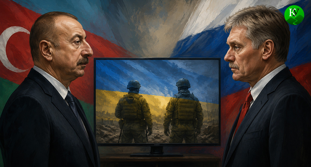 Алиев и Песков. Иллюстрация создана «Кавказским узлом» с помощью ИИ в программе Copilot
