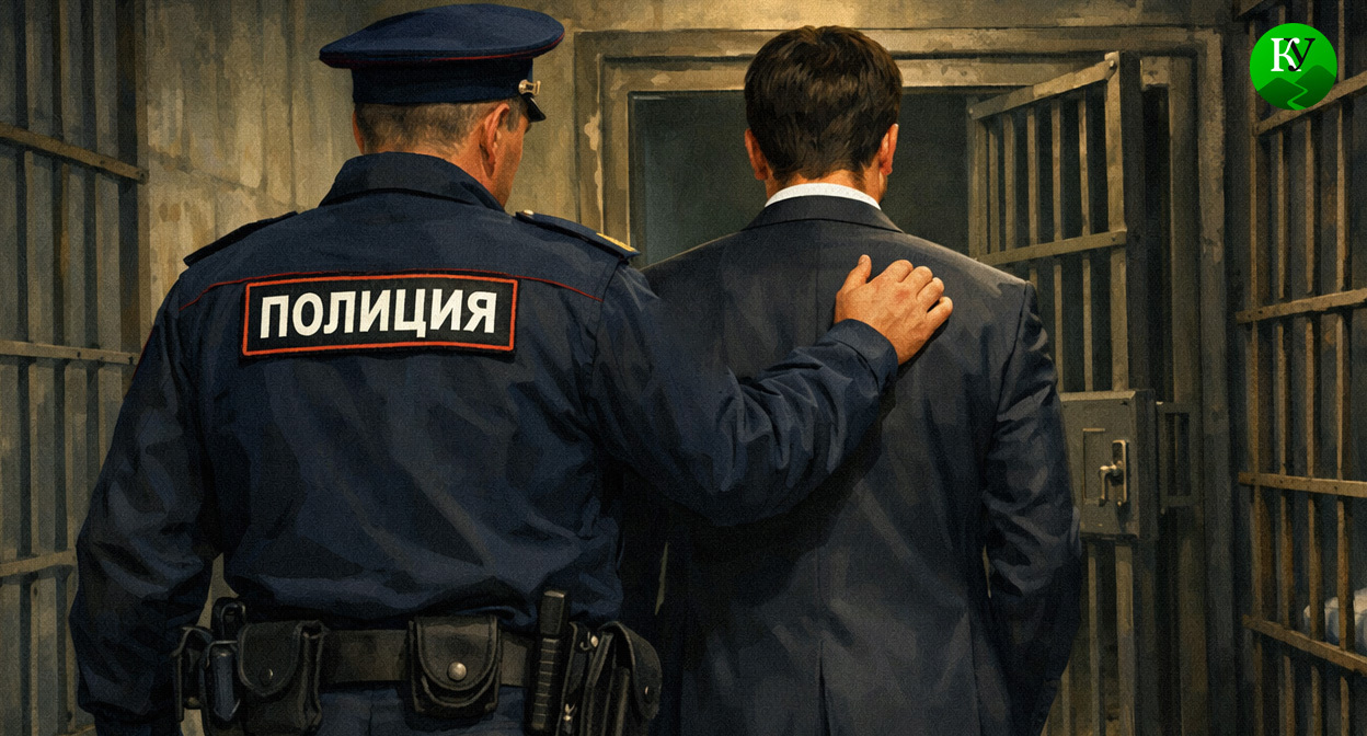 Директор в СИЗО. Иллюстрация создана «Кавказским узлом» с помощью ИИ в программе Copilot