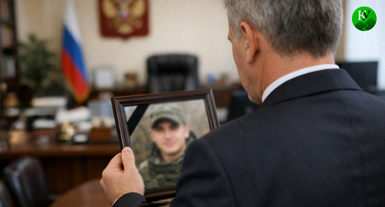 Депутат держит фото. Иллюстрация создана «Кавказским узлом» с помощью ИИ в программе Copilot