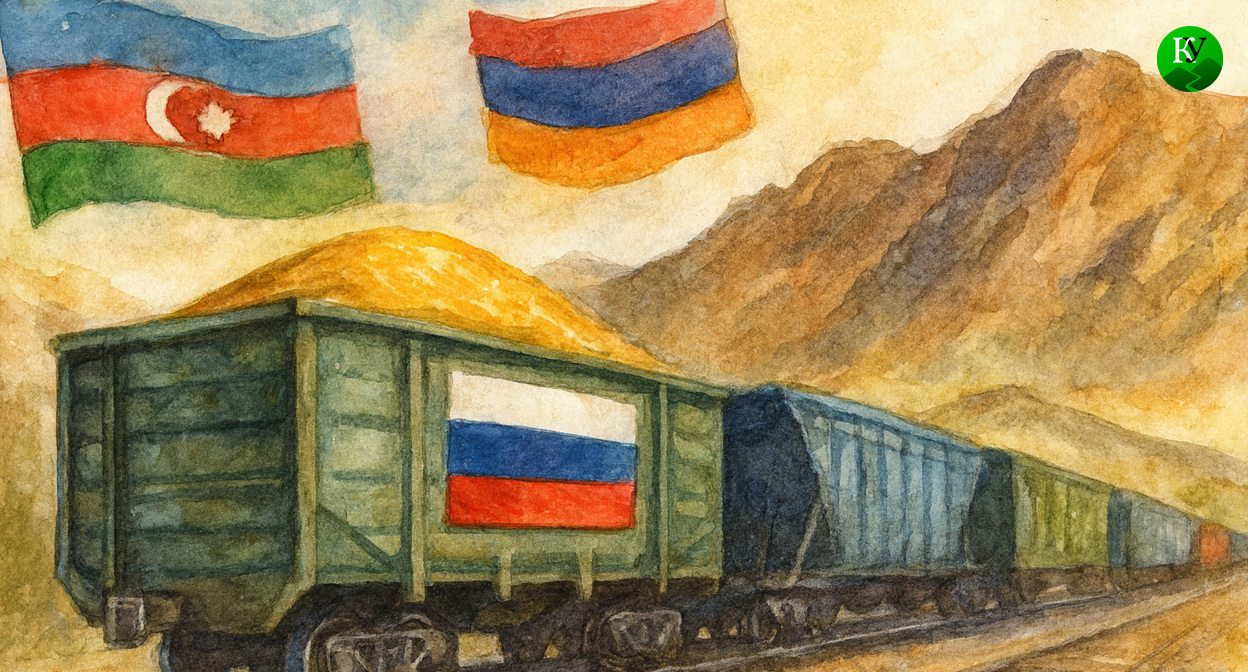 Поставки зерна. Иллюстрация создана «Кавказским узлом» с помощью ИИ в программе Copilot