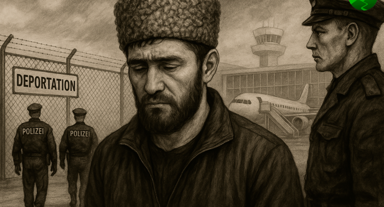 Депортация уроженца Чечни. Иллюстрация создана "Кавказским узлом" с помощью ИИ в программе Copilot. Депортация уроженца Чечни. Иллюстрация создана "Кавказским узлом" с помощью ИИ в программе Copilot.