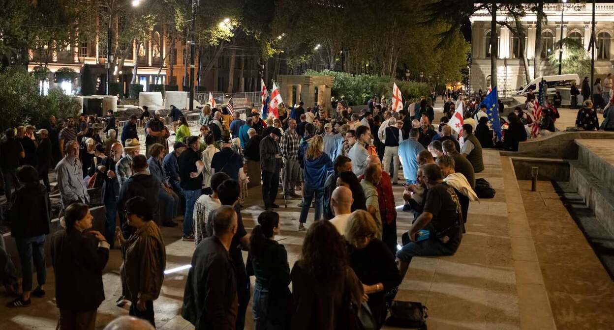 Протестующие у парламента Тбилиси. Фото: Mindia Gabadze / Publika