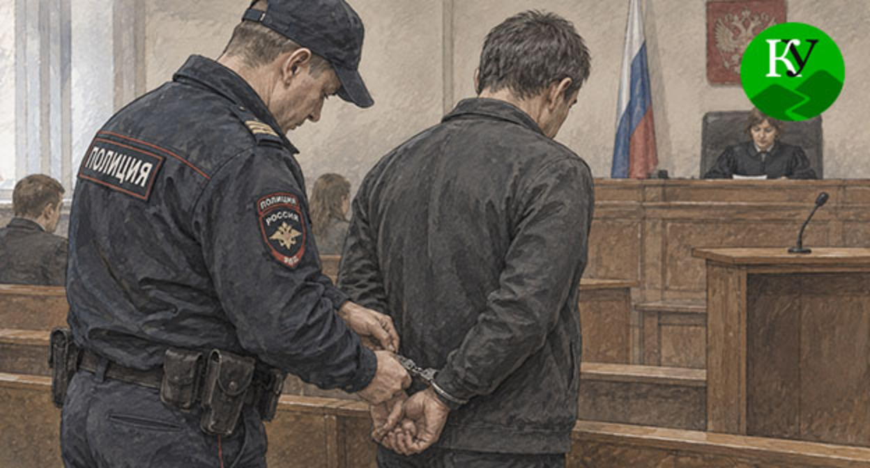 Сотрудник полиции надевает наручники на мужчину. Иллюстрация создана "Кавказским узлом" при помощи ИИ в программе Copilot Сотрудник полиции надевает наручники на мужчину. Иллюстрация создана "Кавказским узлом" при помощи ИИ в программе Copilot