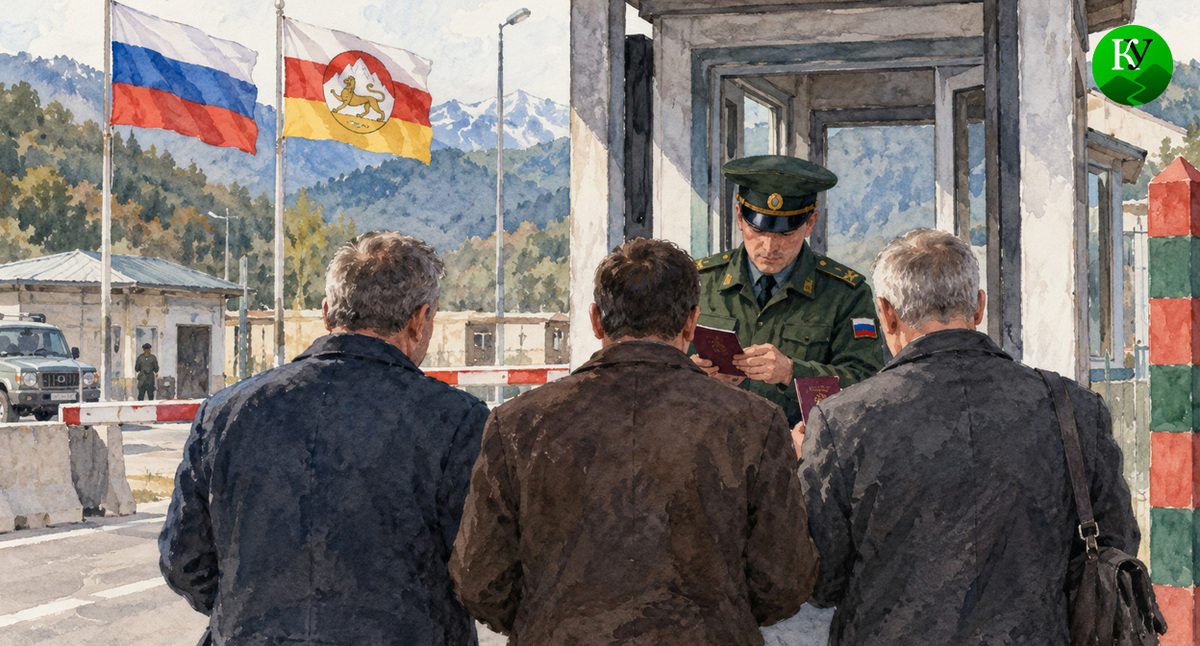 На границе. Иллюстрация создана «Кавказским узлом» с помощью ИИ в программе Copilot