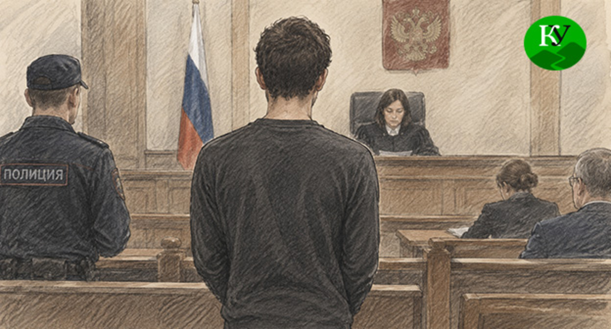 Мужчина в зале суда. Иллюстрация создана "Кавказским узлом" при помощи ИИ в программе Copilot