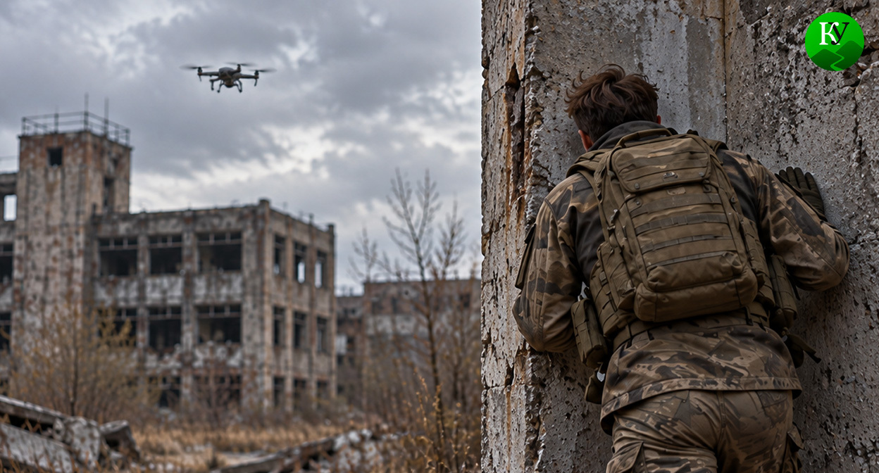 Военный на СВО. Иллюстрация создана «Кавказским узлом» с помощью ИИ в программе Copilot