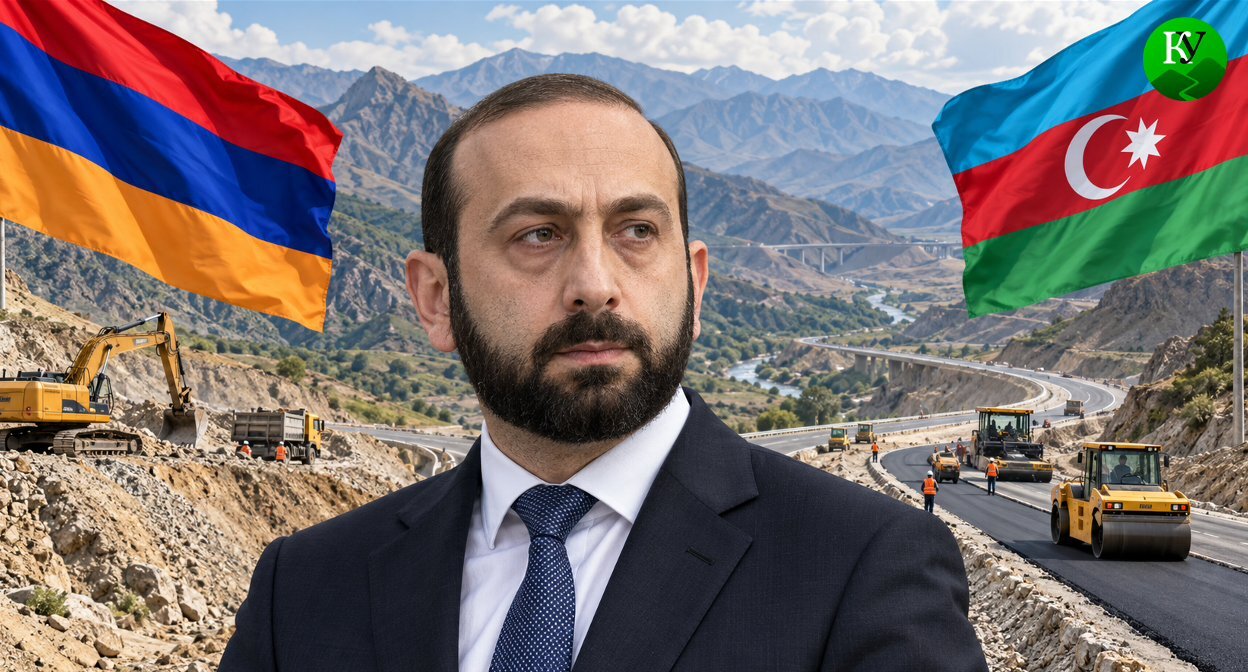 Мирзоян и строительство TRIPP. Иллюстрация создана «Кавказским узлом» с помощью ИИ в программе Copilot